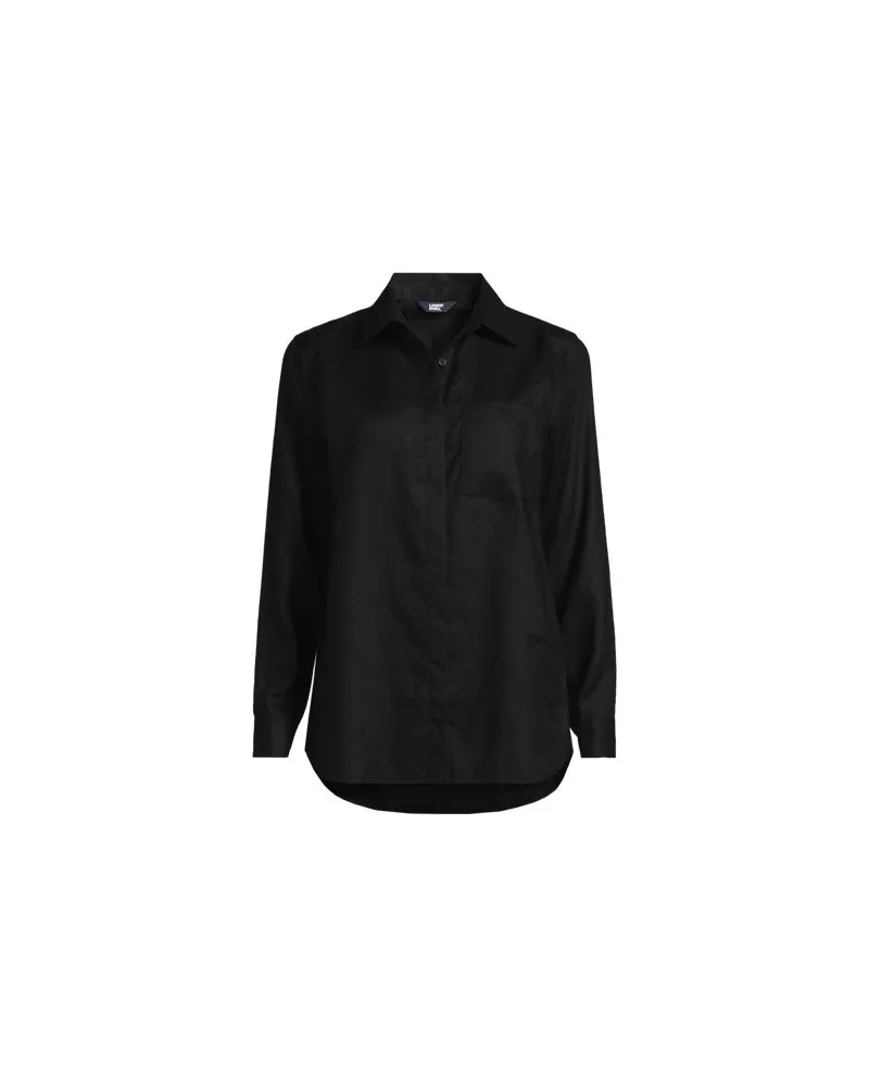 Lands' End Leinenbluse, Damen, Größe:32-34 regular, Schwarz, Leinen, by Schwarz