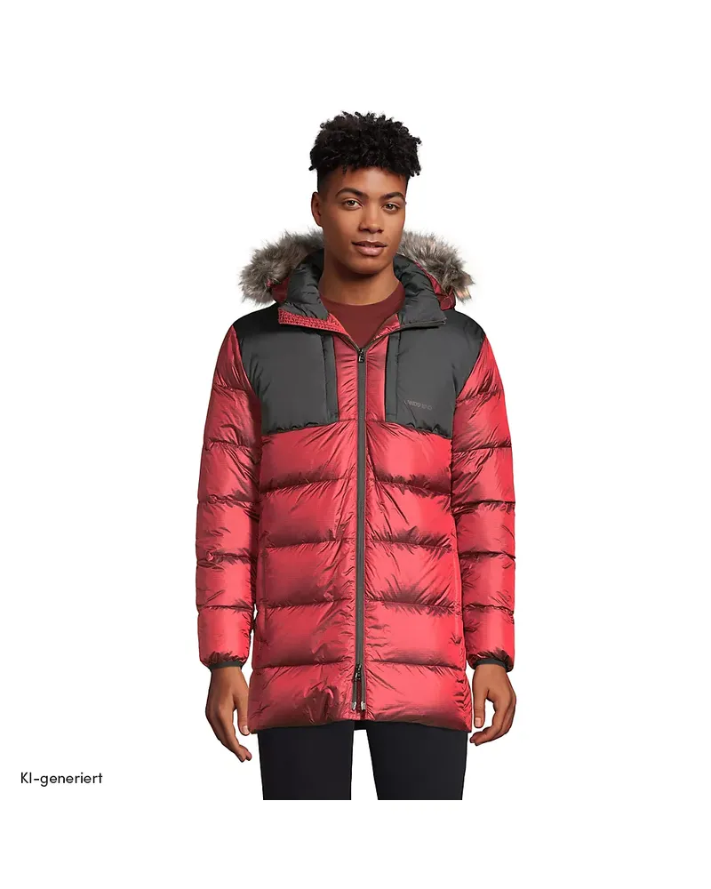 Lands' End Daunen-Parka mit Kapuze, Herren, Größe regular, Rot, Polyester/Nylon, by Rot