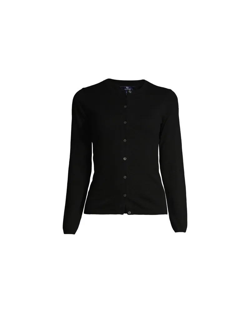 Lands' End Kaschmir-Cardigan mit rundem Ausschnitt, Damen, Größe plus, Schwarz, Kaschmir, by Schwarz