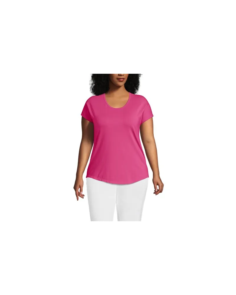 Lands' End Shirt aus Baumwolle/Modal-Mix mit Ballett-Ausschnitt, Damen, Größe plus, Pink, Baumwolle Modal, by Pink