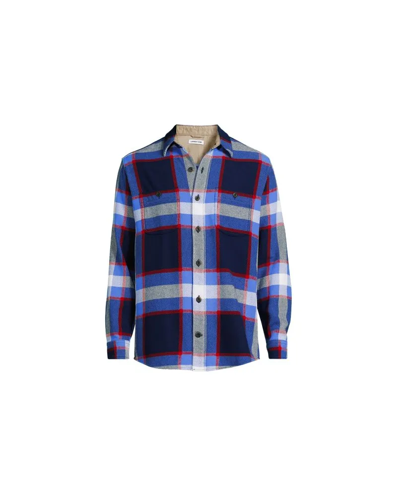 Lands' End Winter-Flanellhemd, Herren, Größe regular, Blau, Baumwolle, by Blau