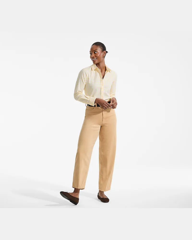 Lands' End Lange leichte Flanellbluse, Damen, Größe regular, Gelb, by Gelb