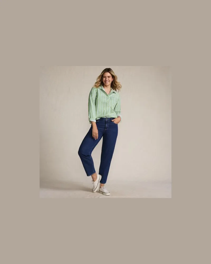 Lands' End Relaxte Soft Denim Straight Fit 7/8-Jeans, Damen, Größe regular, Blau, Elasthan/Baumwoll-Mischung, by Blau