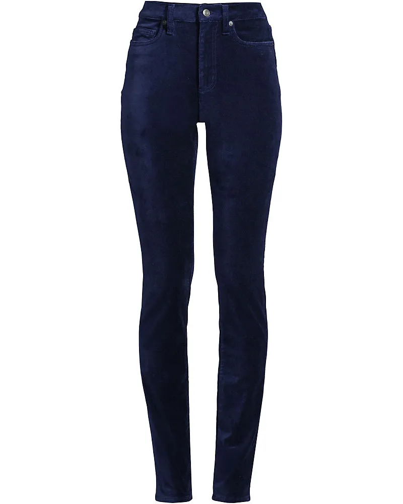 Lands' End Slim Fit Samthose High Waist, Damen, Größe regular, Blau, Baumwoll-Mischung, by Blau