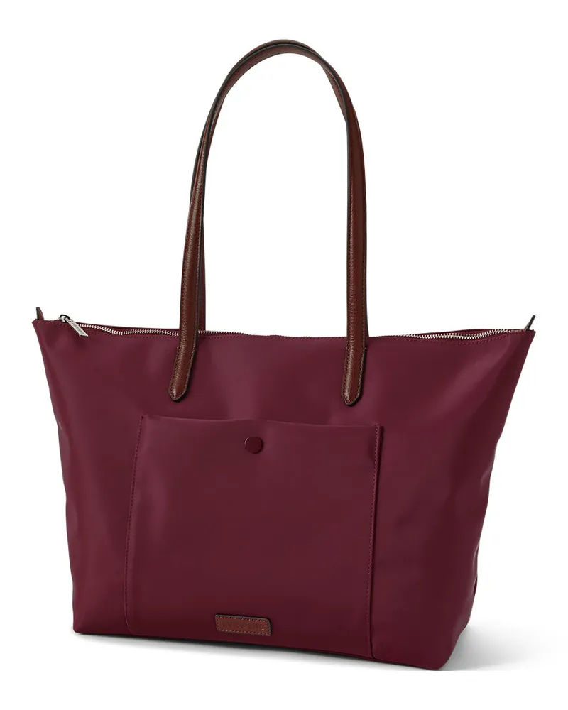 Lands' End Wasserabweisende, verstaubare Shoppertasche, Damen, Größe:null regular, Rot, Nylon/Leder, by Rot