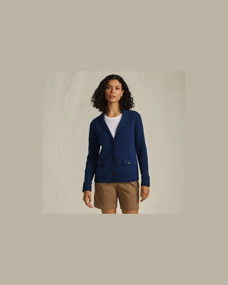 Lands' End Baumwoll-Blazer DRIFTER, Damen, Größe:32-34 regular, Blau, Baumwolle, by Blau