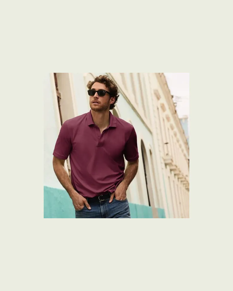 Lands' End Komfort-Piqué-Polo mit Stretch, Classic Fit, Herren, Größe:48-50 regular, Rot, Baumwolle/Elasthan, by Rot