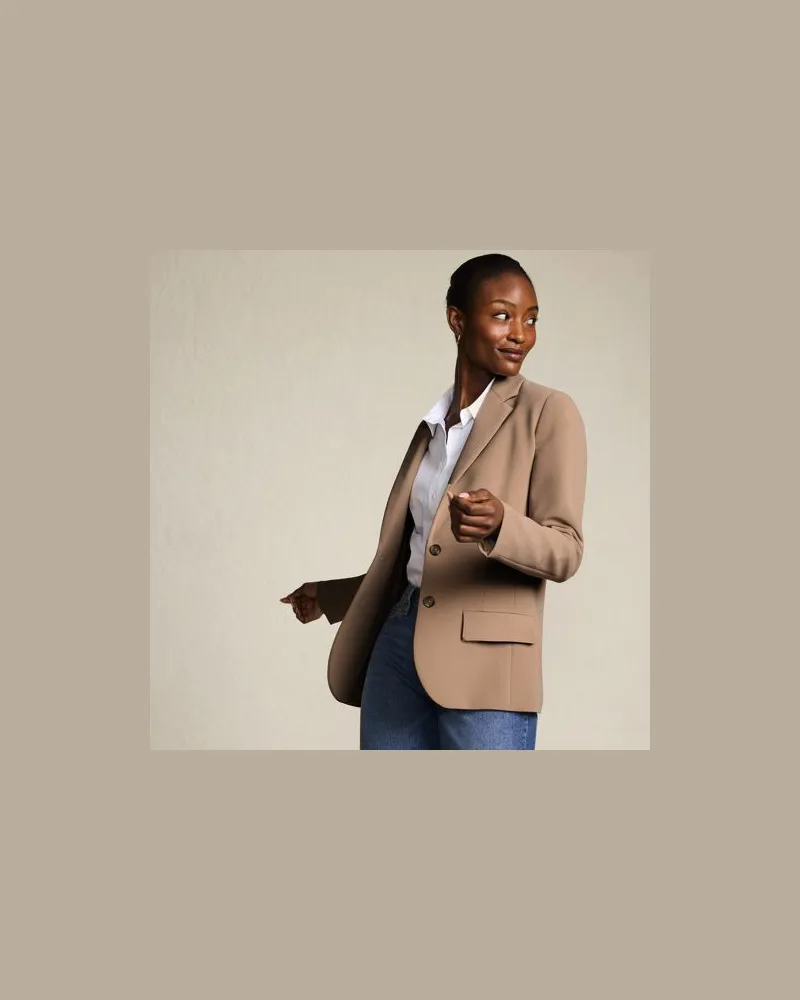 Lands' End Blazer aus Crêpe, Damen, Größe regular, Braun, Polyester, by Braun