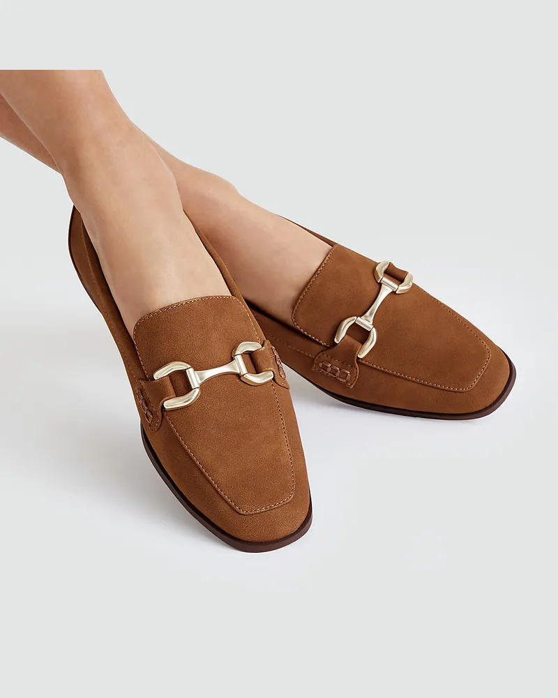 Lands' End Loafer mit Schnalle, Damen, Größe regular, Beige, by Beige