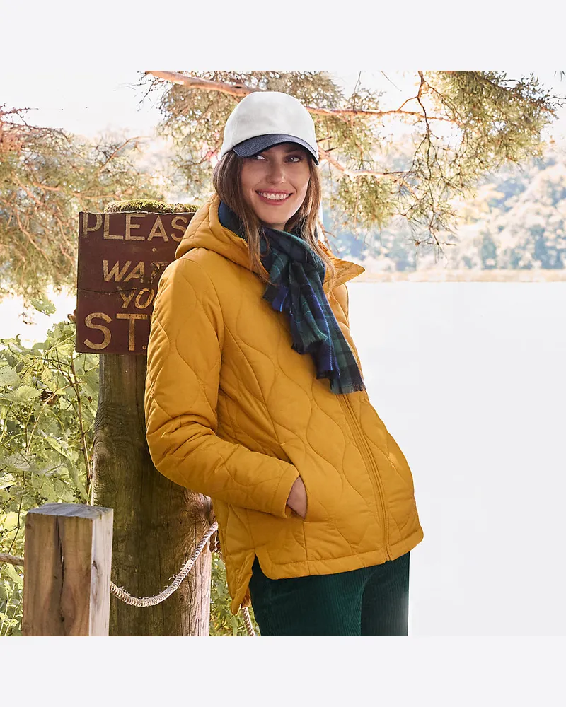 Lands' End Isolierte Steppjacke FeatherFree, Damen, Größe regular, Gelb, Polyester, by Gelb