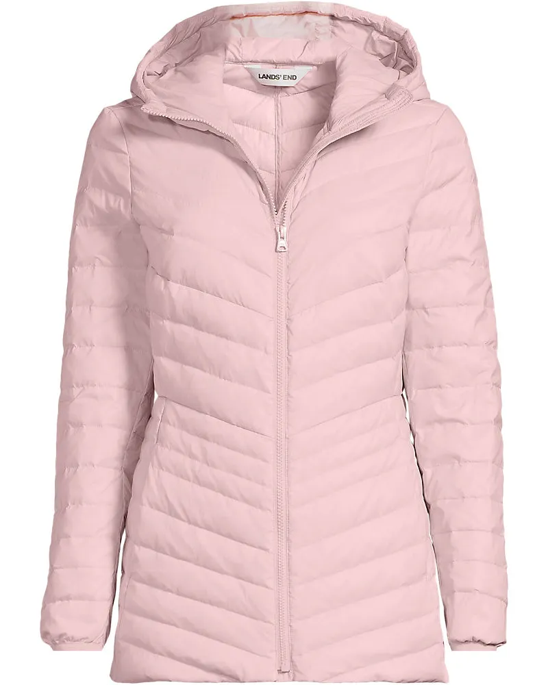 Lands' End Daunenjacke WANDERWEIGHT Verstaubar Ultraleicht mit Kapuze, Damen, Größe plus, Pink, Nylon/Daunen, by Pink