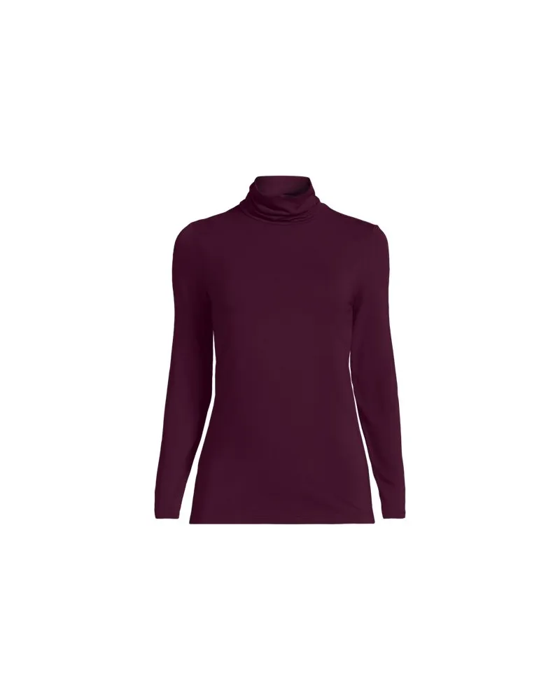 Lands' End Rollkragenshirt aus Baumwoll/Modalmix, Damen, Größe regular, Lila, Baumwolle/Elasthan/Baumwolle Modal, by Lila
