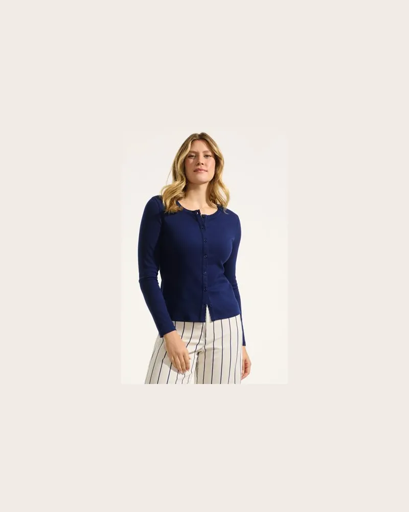 Lands' End Rippshirt mit durchgehender Knopfreihe, Damen, Größe regular, Blau, Elasthan/Baumwoll-Mischung, by Blau