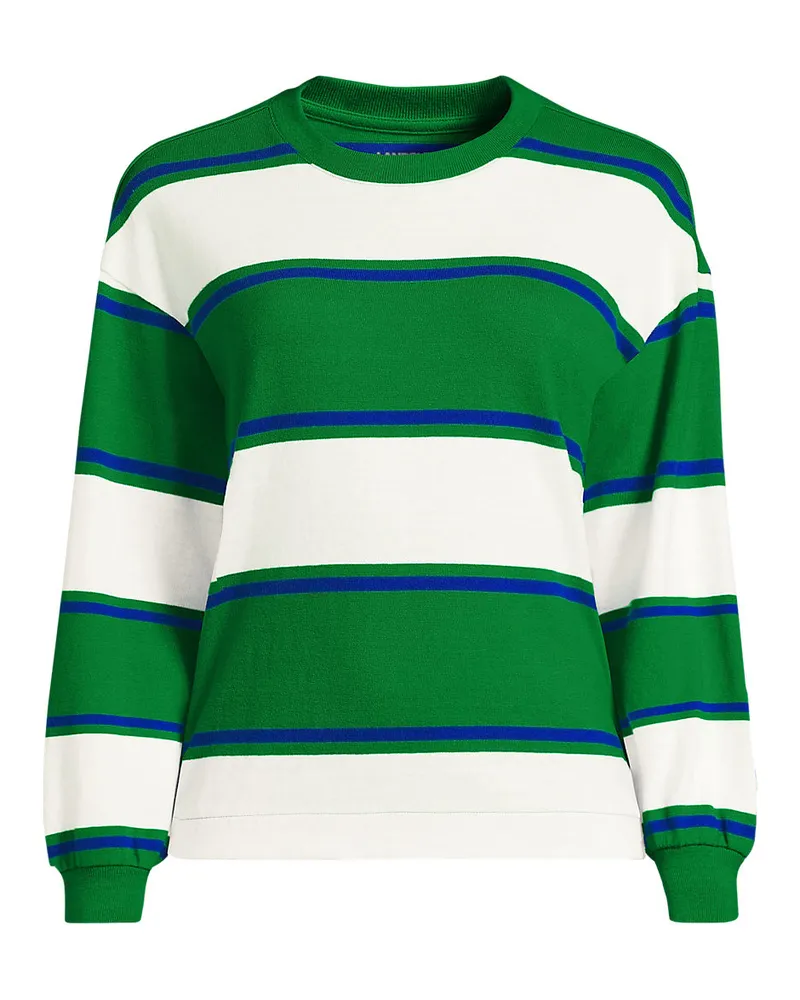 Lands' End Jersey-Shirt mit langen Ärmeln, Damen, Größe plus, Grün, Baumwolle, by Grün