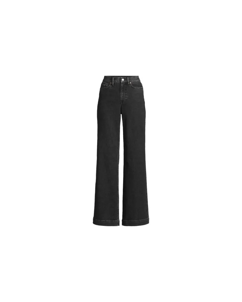 Lands' End High Waist Jeans mit weitem Bein, Damen, Größe regular, Schwarz, Elasthan/Baumwoll-Mischung/Polyester-Mischung, by Schwarz