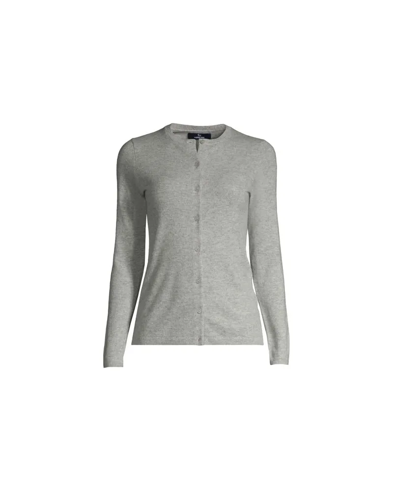 Lands' End Kaschmir-Cardigan mit rundem Ausschnitt, Damen, Größe plus, Grau, Kaschmir, by Grau