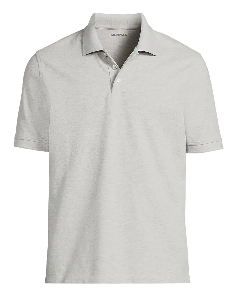 Lands' End Performance Piqué-Poloshirt, Herren, Größe tall, Grau, Baumwoll-Mischung, by Grau