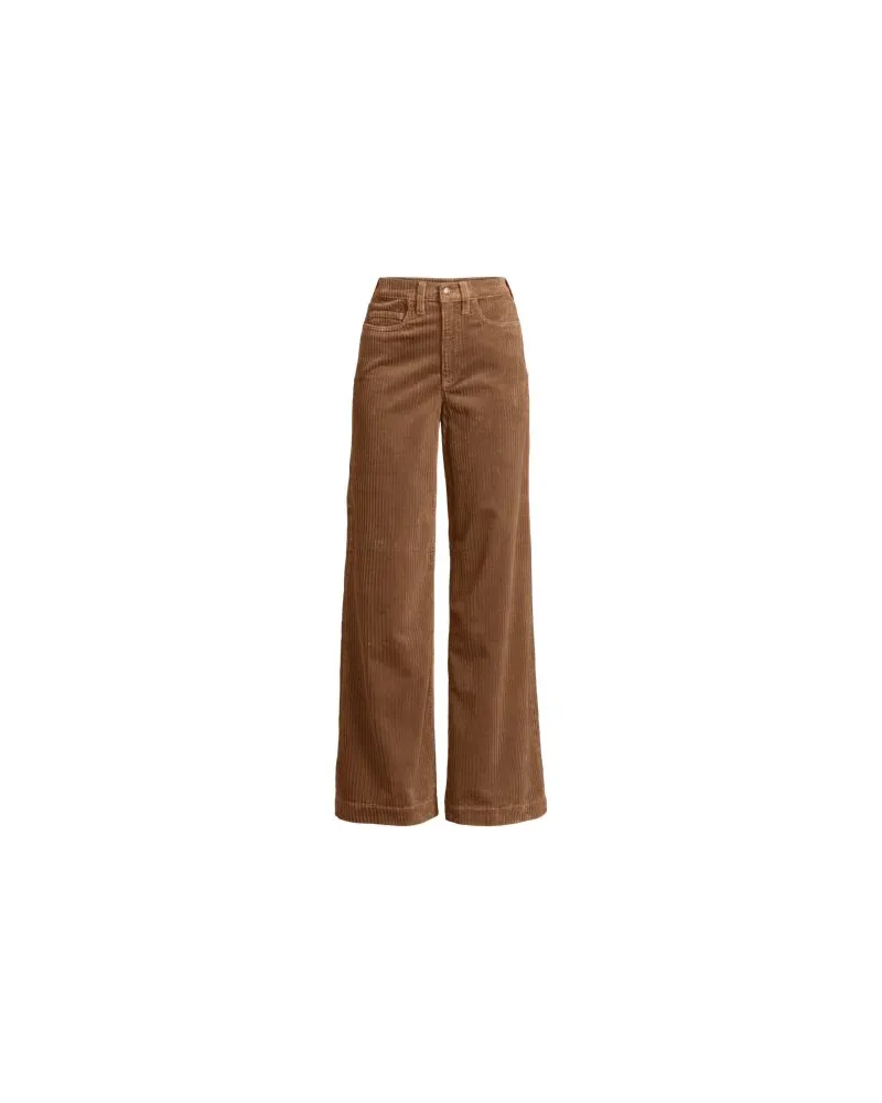 Lands' End Breitcord-Hose High Waist mit weitem Bein, Damen, Größe petite, Braun, Baumwoll-Mischung, by Braun