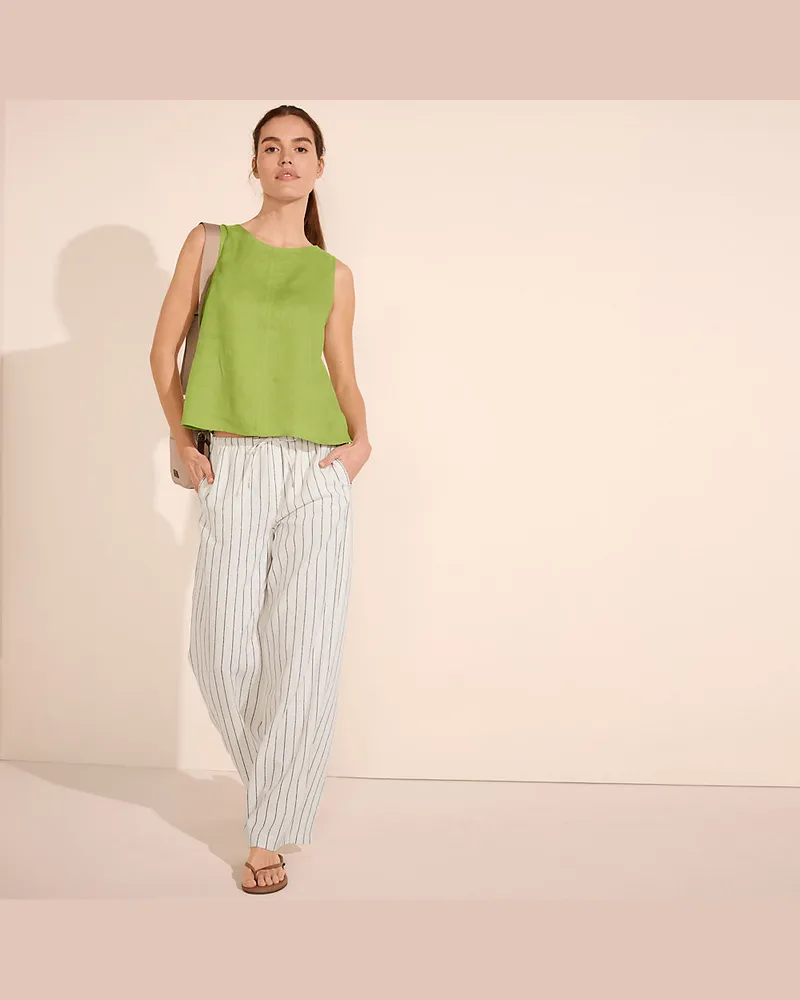 Lands' End Weite Schlupfhose aus Leinenmix, Damen, Größe regular, Weiß, Leinen/Viskose, by Weiß
