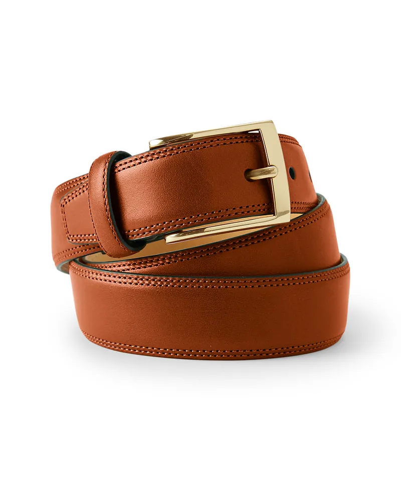 Lands' End Klassischer Gürtel aus Handschuh-Leder, Herren, Größe regular, Braun, Leder/Messing, by Braun