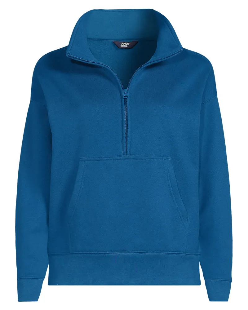 Lands' End Sweatshirt SERIOUS SWEATS mit Reißverschluss, Damen, Größe regular, Blau, Baumwoll-Mischung/Polyester-Mischung, by Blau