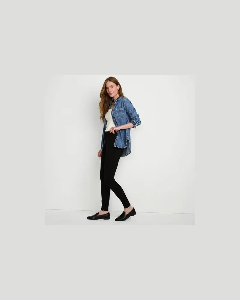Lands' End Ponté-Leggings High Waist, Damen, Größe petite, Schwarz, Viskose-Mischung/Nylon-Mischung, by Schwarz