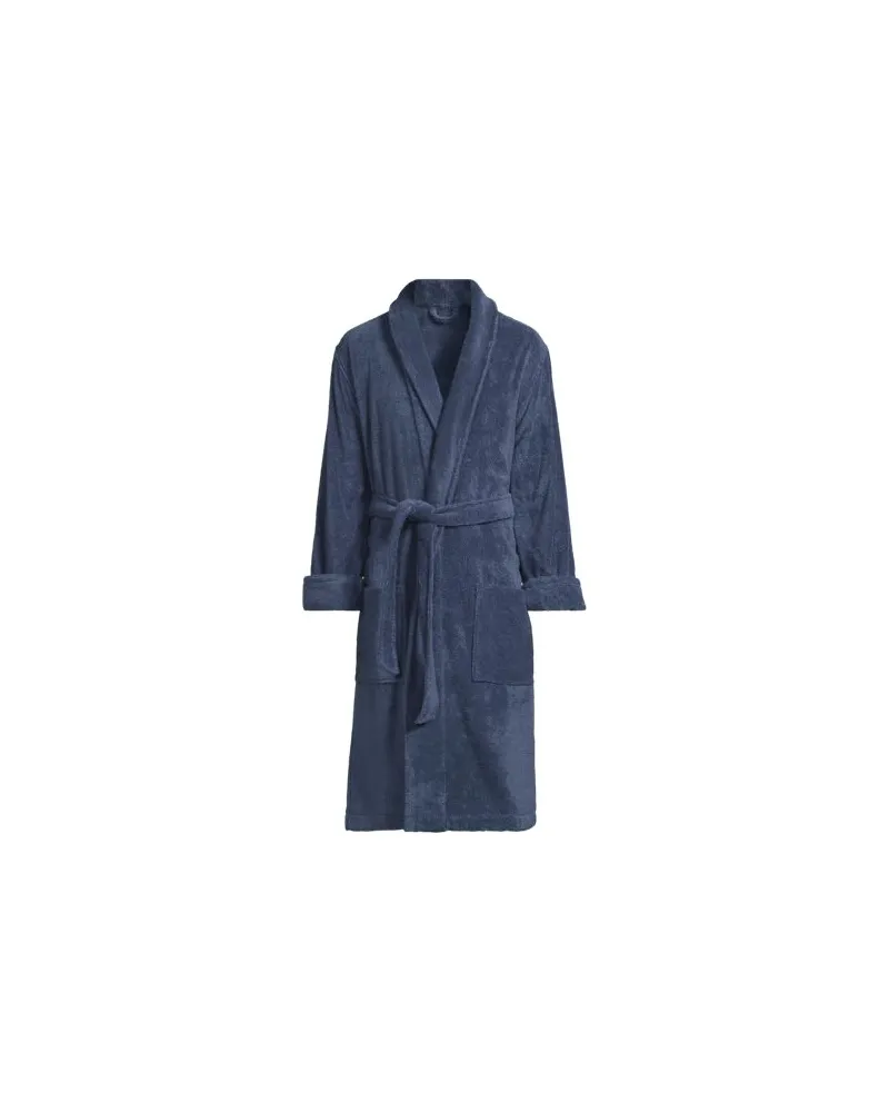 Lands' End Bademantel aus türkischem Frottee, Herren, Größe regular, Blau, Baumwolle, by Blau