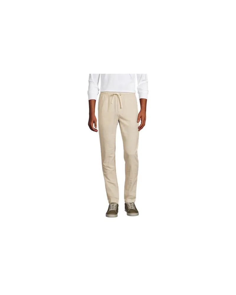 Lands' End Schlupfbund-Chino, Herren, Größe regular, Weiß, Baumwolle/Leinen, by Weiß