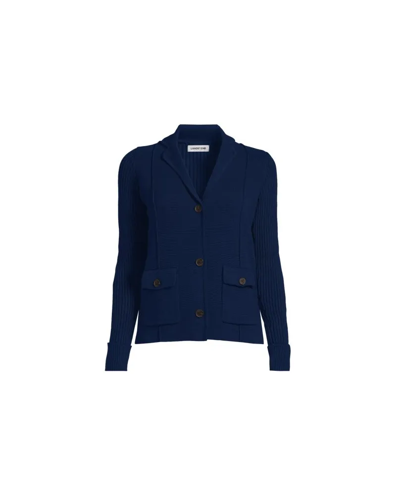 Lands' End Baumwoll-Blazer DRIFTER, Damen, Größe plus, Blau, Baumwolle, by Blau