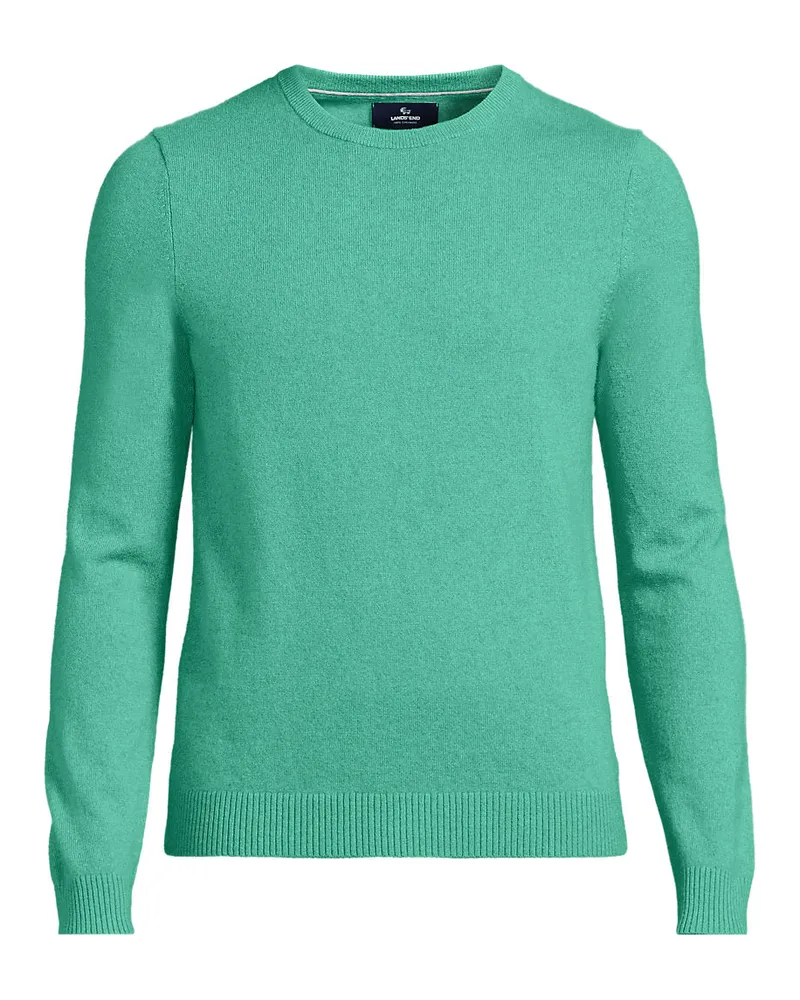Lands' End Kaschmirpullover mit rundem Ausschnitt, Herren, Größe regular, Grün, Kaschmir, by Grün