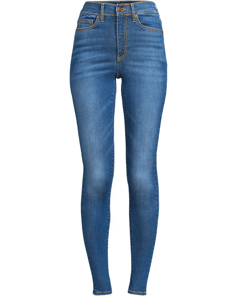 Lands' End Skinny Fit Jeans High Waist, Damen, Größe regular, Blau, Baumwoll-Mischung, by Blau