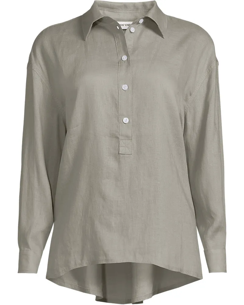 Lands' End Premium Reinleinen-Schlupfbluse, Damen, Größe regular, Grün, Leinen, by Grün