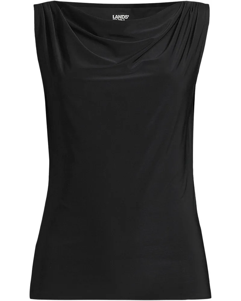 Lands' End Silk Knit Ärmelloses Top, Damen, Größe regular, Schwarz, Polyester-Mischung, by Schwarz