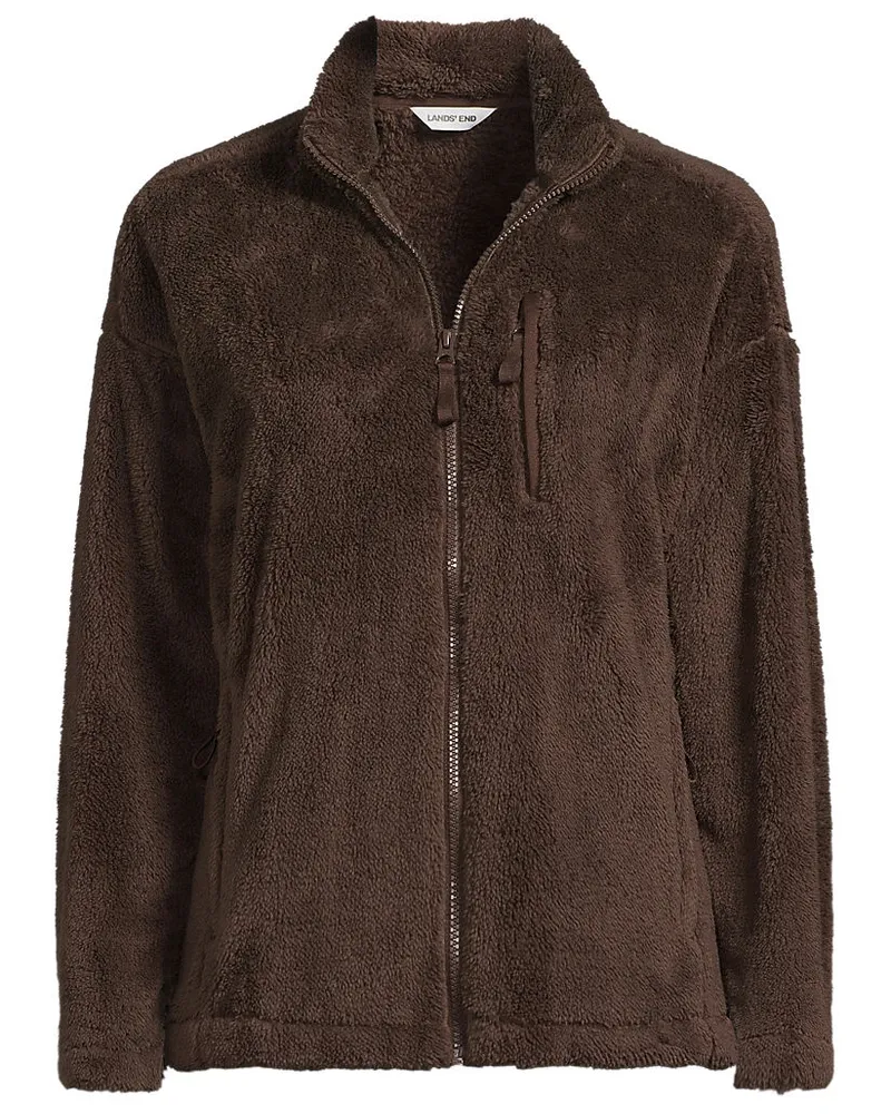 Lands' End Plüschfleece-Jacke, Damen, Größe petite, Braun, Polyester, by Braun