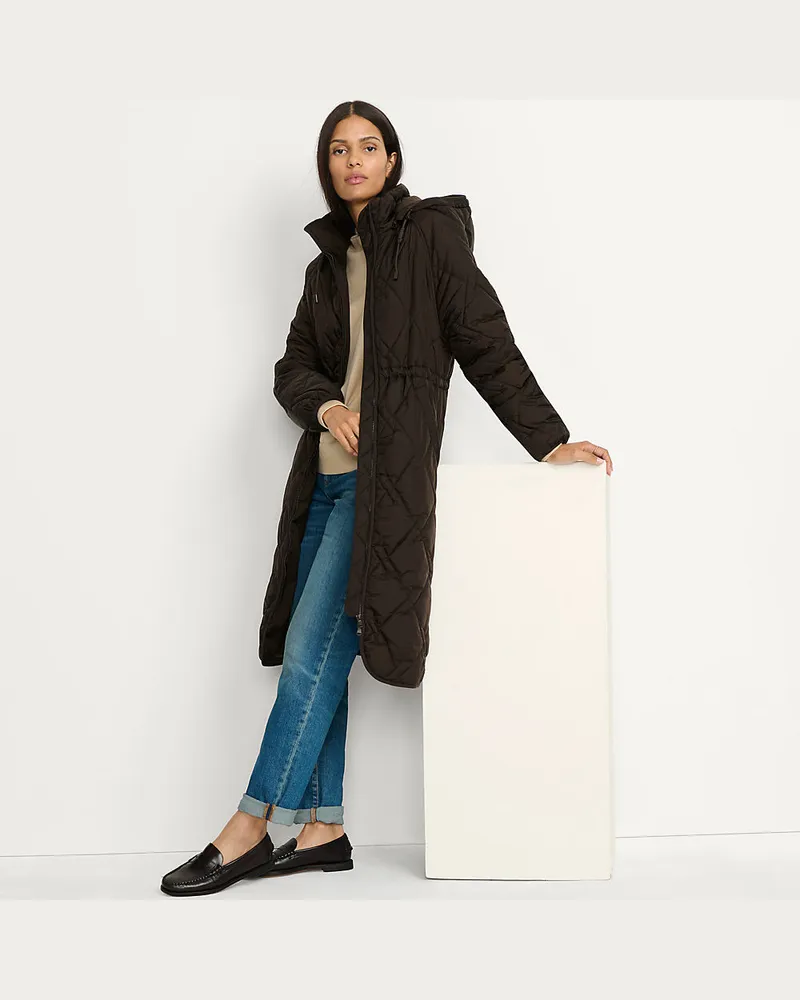 Lands' End Isolierter Steppmantel mit Kapuze, Damen, Größe regular, Braun, Polyester/Nylon, by Braun