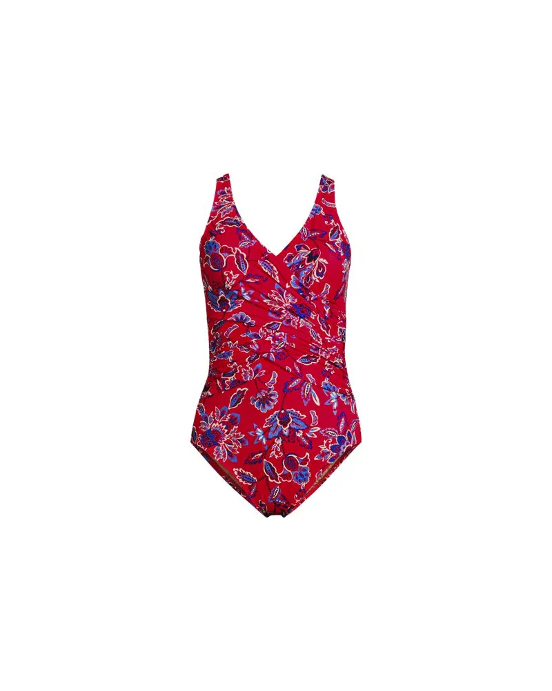 Lands' End Shape-Badeanzug mit Soft Cups Gemustert SLENDER, Damen, Größe regular, Rot, Nylon-Mischung, by Rot