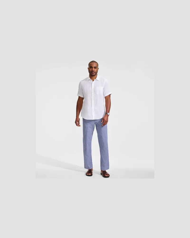 Lands' End Classic Fit Schlupfbund-Hose aus Leinenmix, Herren, Größe:60 regular, Blau, Leinen/Baumwoll-Mischung, by Blau