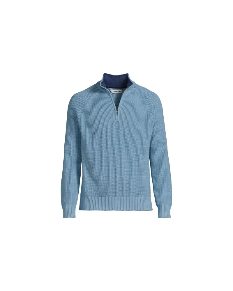 Lands' End DRIFTER Pullover mit Reißverschluss, Herren, Größe:56-58 regular, Blau, Baumwolle, by Blau