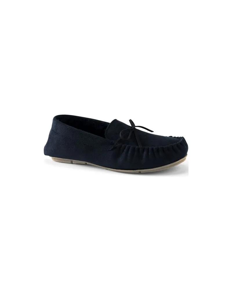 Lands' End Mokassins in Veloursleder-Optik, Herren, Größe regular, Blau, Polyester, by Blau
