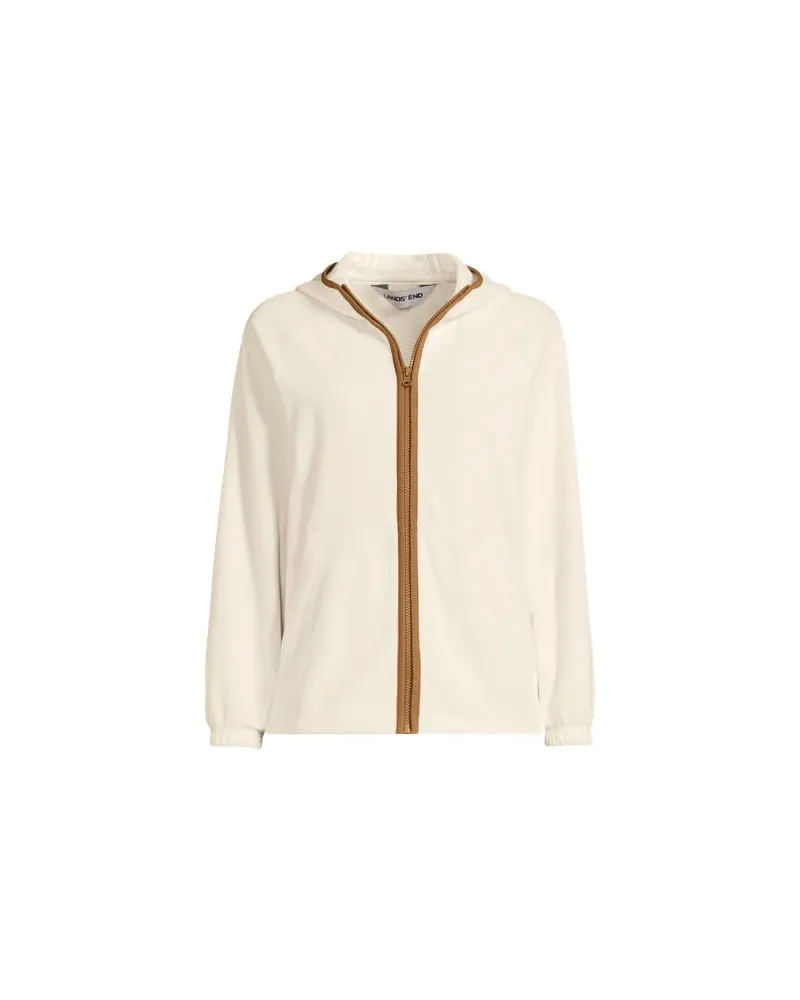 Lands' End Anyweather Fleece-Jacke mit Kapuze, Damen, Größe plus, Weiß, Polyester, by Weiß