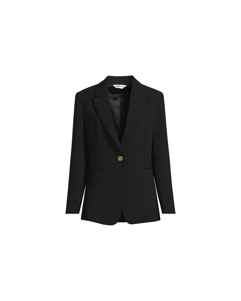 Lands' End Crêpe-Blazer, Damen, Größe regular, Schwarz, Polyester, by Schwarz