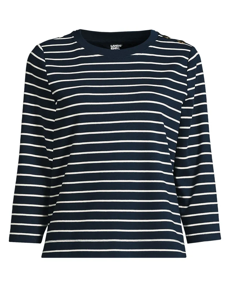 Lands' End Shirt mit Schulterknöpfen, Damen, Größe regular, Blau, Baumwolle, by Blau