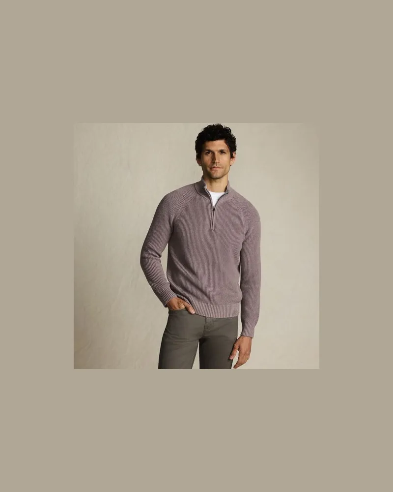 Lands' End DRIFTER Pullover mit Reißverschluss, Herren, Größe tall, Braun, Baumwolle, by Braun