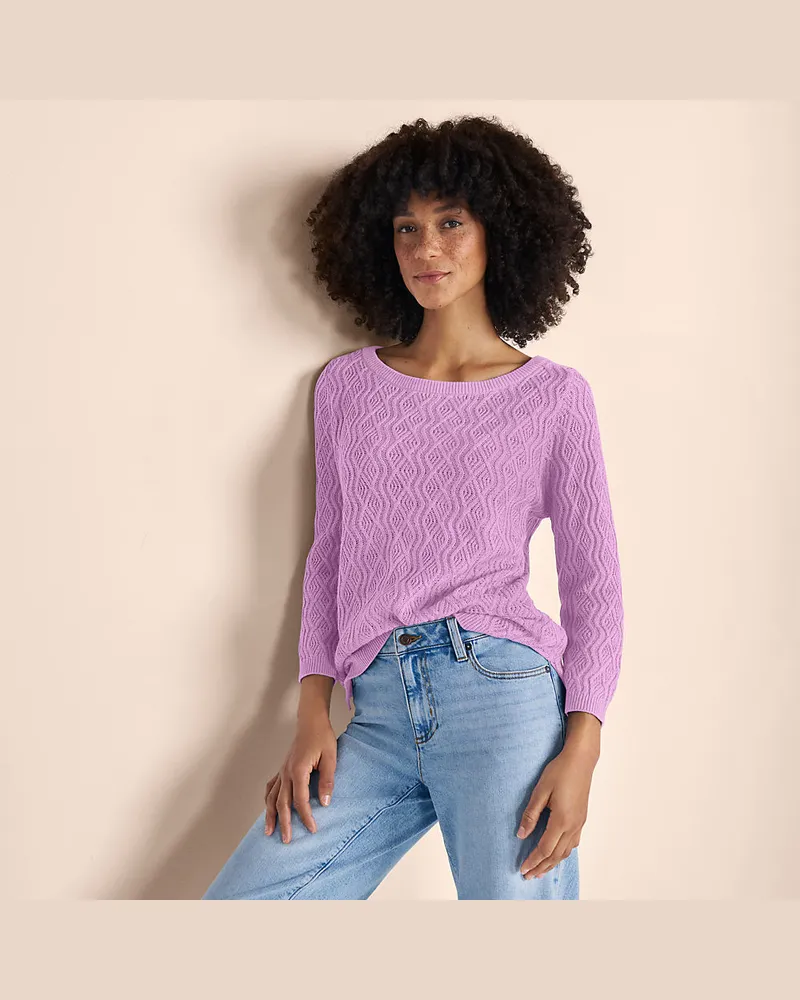Lands' End Pullover aus Leinenmix, Damen, Größe regular, Lila, Baumwolle/Leinen/Baumwoll-Mischung, by Lila