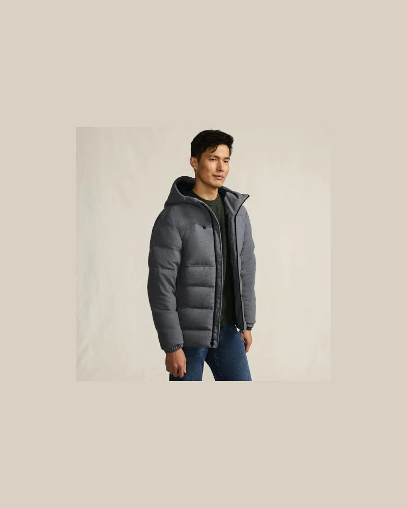 Lands' End Daunen-Kapuzenjacke in Woll-Optik, Herren, Größe:52-54 regular, Grau, Viskose-Mischung/Polyester-Mischung, by Grau