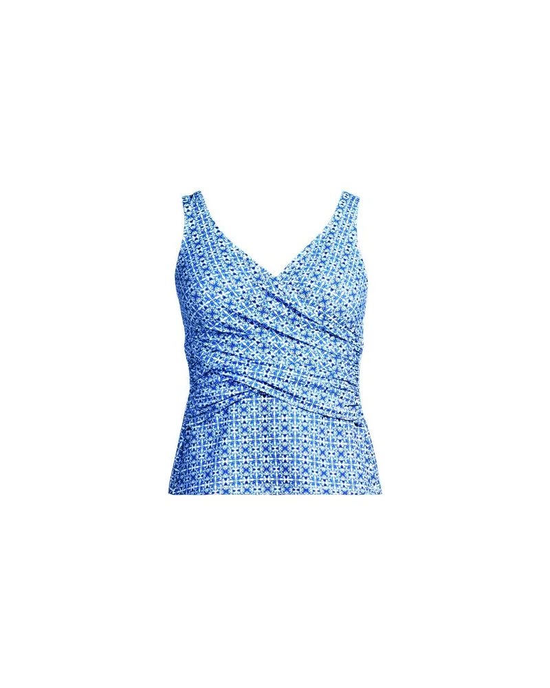 Lands' End Tankini-Top mit Wickelfront Slender, Damen, Größe regular, Weiß, Elasthan/Nylon-Mischung, by Weiß