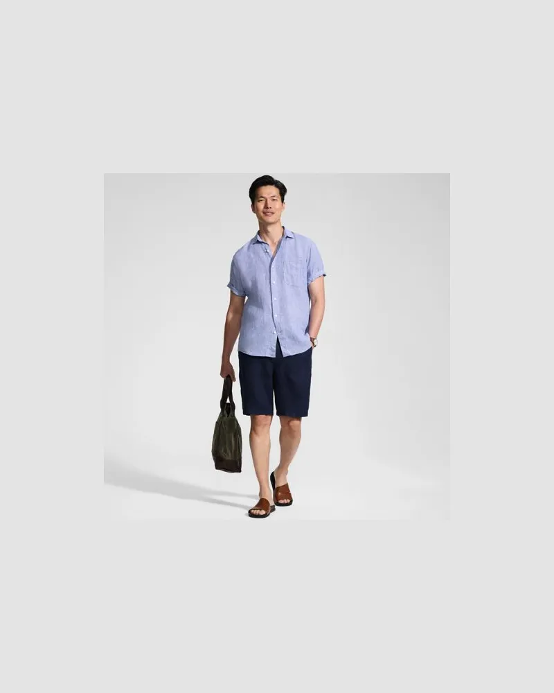 Lands' End Premium Reinleinen-Shorts, Herren, Größe regular, Blau, by Blau
