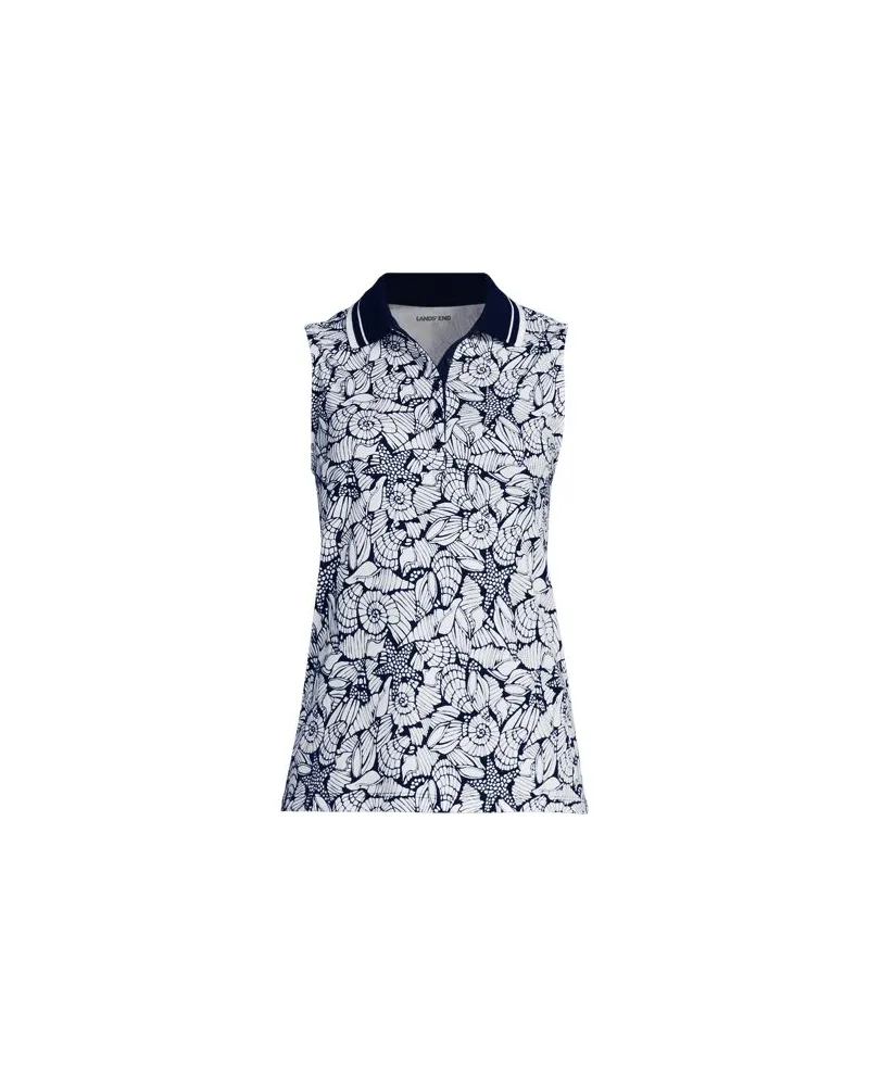 Lands' End Ärmelloses Supima-Poloshirt, Damen, Größe plus, Blau, Baumwolle, by Blau
