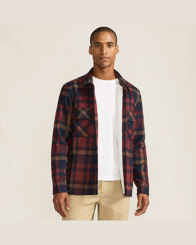 Lands' End Hemdjacke mit Teddyfutter, Herren, Größe regular, Rot, Polyester, by Rot