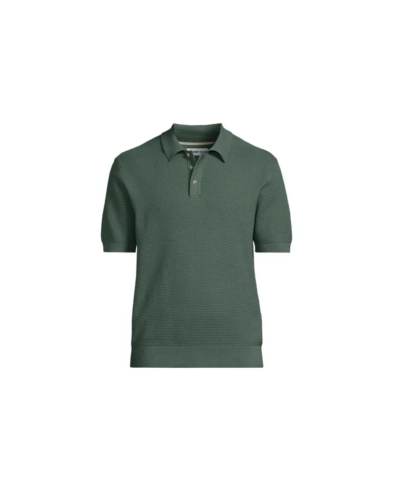 Lands' End Feinstrick-Poloshirt aus Baumwolle, Herren, Größe:60 regular, Grün, Baumwolle, by Grün